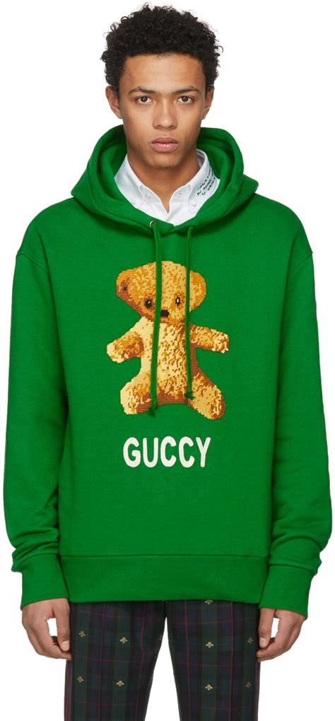 gucci teddy bear hoodie green